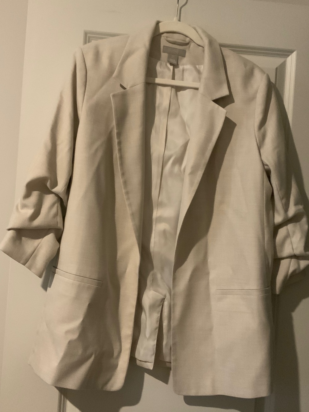 H&M Cream Open-Front Blazer Jacket